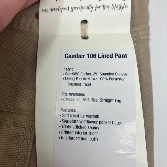 Mountain Khakis Camber 106 Women's Lined Canvas Workwear Pants O-R Khaki READ* - Picture 7 of 12
